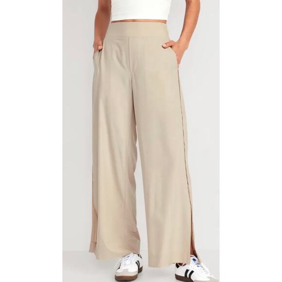 Old Navy Pants - Old Navy StretchTech High-Waist Wide-Leg Split Pants 3X NWT Stone Quick-Dry